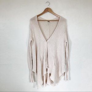 Free People Oversized Knit Cream Cardigan w/ Pockets - Medium